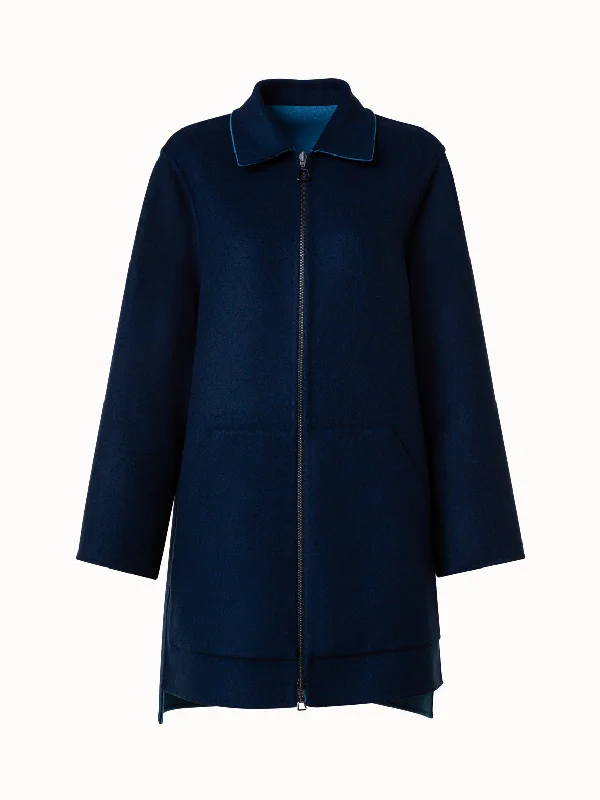 Women's denim jackets with a patchwork design for a bohemian and artsy style Reversible Wool Cashmere Double-Face Short Coat Women's denim jackets with a patchwork design for a bohemian and artsy style Reversible Wool Cashmere Double-Face Short Coat