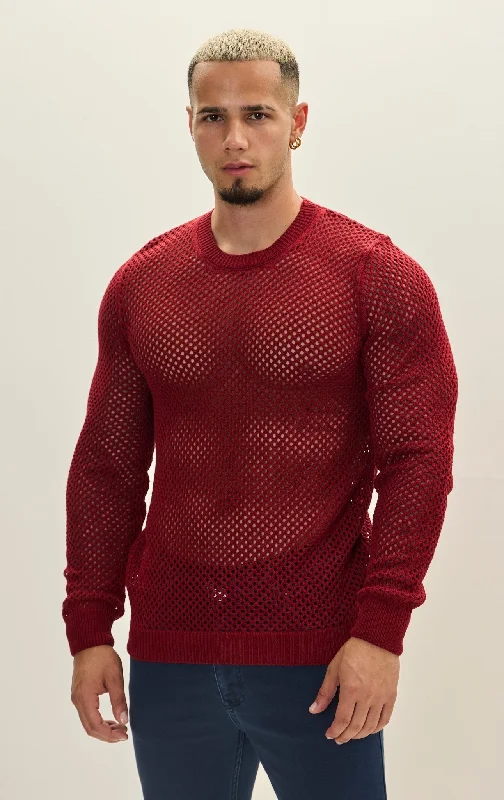 boyfriend style women cardigan for a relaxed fit See Through Fishnet Muscle Fit Shirt - Burgundy boyfriend style women cardigan for a relaxed fit See Through Fishnet Muscle Fit Shirt - Burgundy
