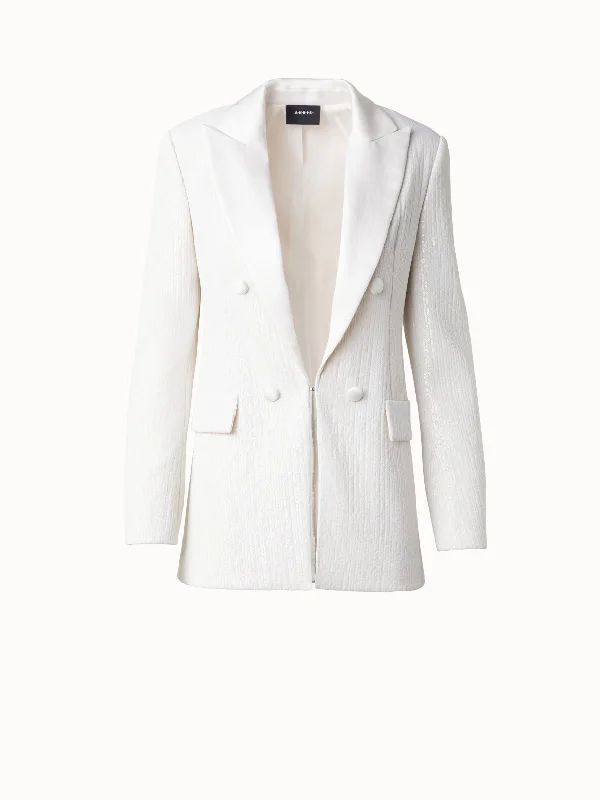 Women's pea coats in a plus - size fit for a flattering and warm winter coat Sequined Tuxedo Jacket with Satin Lapel Women's pea coats in a plus - size fit for a flattering and warm winter coat Sequined Tuxedo Jacket with Satin Lapel