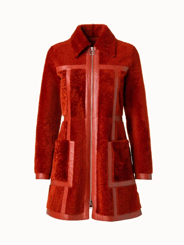 Women's denim jackets with distressed details for a casual and edgy look  Shearling Coat
