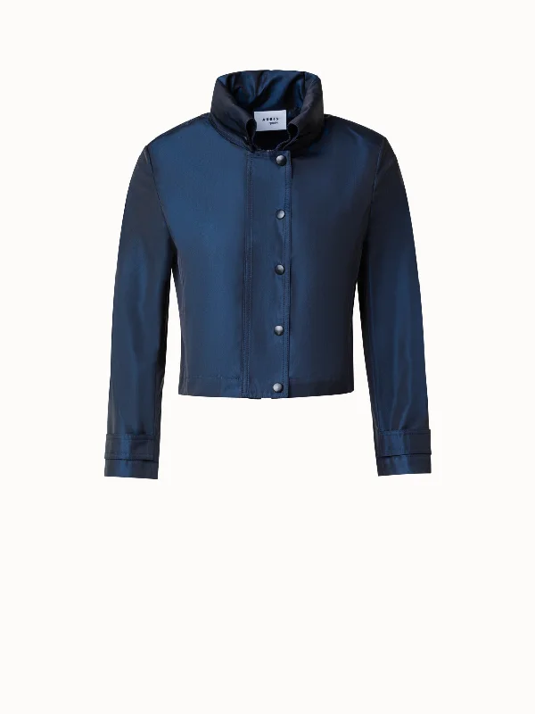 Women's double - breasted tweed jackets in classic colors for a sophisticated office look Short Water Repellent Jacket with Hidden Hood Women's double - breasted tweed jackets in classic colors for a sophisticated office look Short Water Repellent Jacket with Hidden Hood