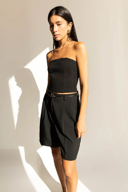 hand knitted women cardigan with artisanal charm CROPPED PONTE KNIT TUBE TOP
