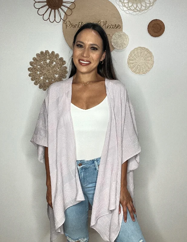 long length women cardigan with side slits Textured Kimono Cover Up