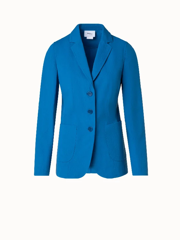 Women's shearling - lined suede jackets for ultimate warmth and luxury Three Button Blazer in Stretch Cotton Seersucker Women's shearling - lined suede jackets for ultimate warmth and luxury Three Button Blazer in Stretch Cotton Seersucker