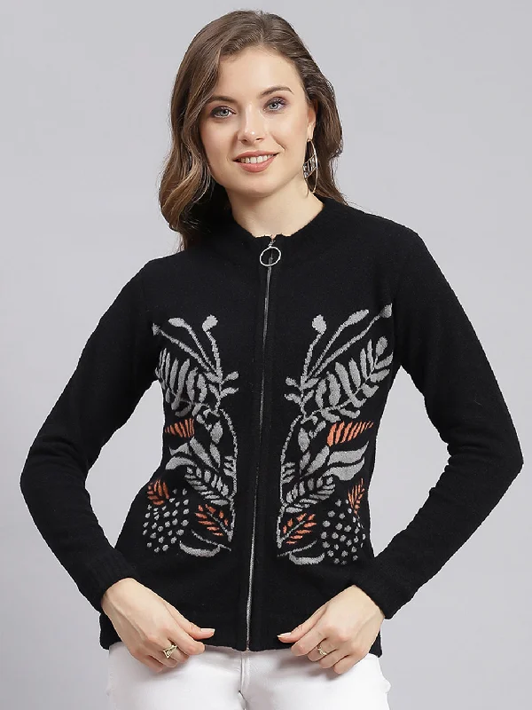 cashmere blend women cardigan for a luxurious feel Women Black Self Design Wool blend Cardigan cashmere blend women cardigan for a luxurious feel Women Black Self Design Wool blend Cardigan