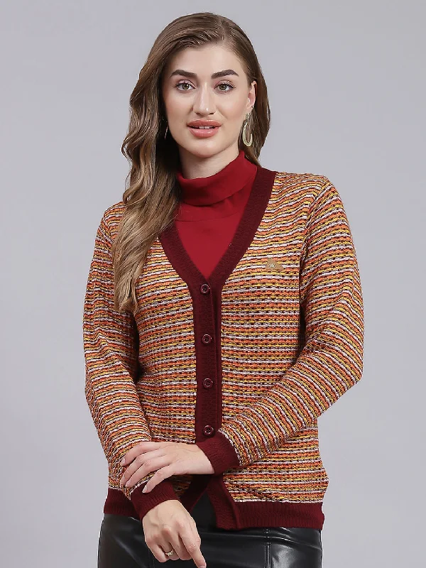 lightweight women cardigan for spring and fall Women Maroon Jaquard Pure wool Cardigan lightweight women cardigan for spring and fall Women Maroon Jaquard Pure wool Cardigan