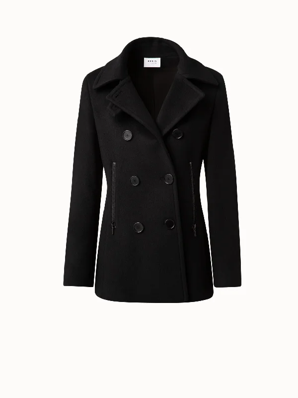 Women's trench coats with a removable belt for customizable styling Wool Blend Caban Jacket Women's trench coats with a removable belt for customizable styling Wool Blend Caban Jacket