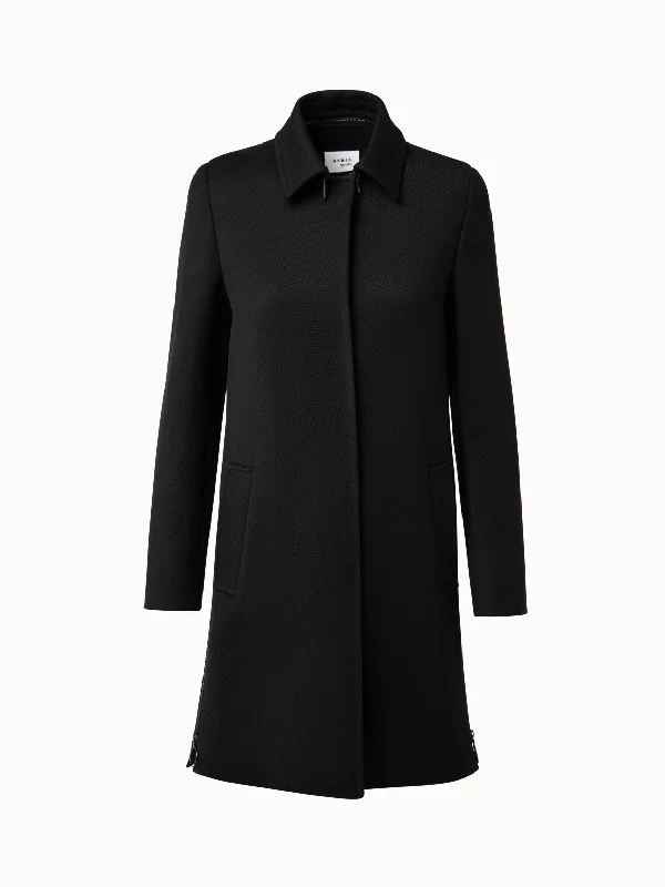 Women's military - style jackets with epaulets for a tough and fashionable appearance Wool Tricotine Coat Women's military - style jackets with epaulets for a tough and fashionable appearance Wool Tricotine Coat