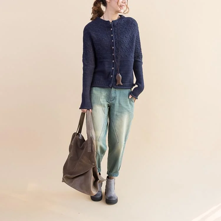 Solid - Color Women's Knit T - Shirts in a Lightweight Material 2017 fall dark blue cotton sweater casual woolen knit tops Solid - Color Women's Knit T - Shirts in a Lightweight Material 2017 fall dark blue cotton sweater casual woolen knit tops