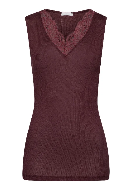Women's Button - Down Tank Tops in Striped Patterns Maria Wool And Silk V-Neck Tank Top | Deep Maroon 70899-2483 Women's Button - Down Tank Tops in Striped Patterns Maria Wool And Silk V-Neck Tank Top | Deep Maroon 70899-2483