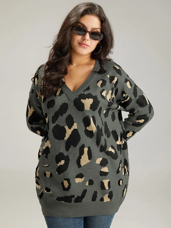 Button - Down Women's Shetland Wool Sweaters in Traditional Patterns Anti-Pilling Leopard Elastic Cuffs Pullover Button - Down Women's Shetland Wool Sweaters in Traditional Patterns Anti-Pilling Leopard Elastic Cuffs Pullover
