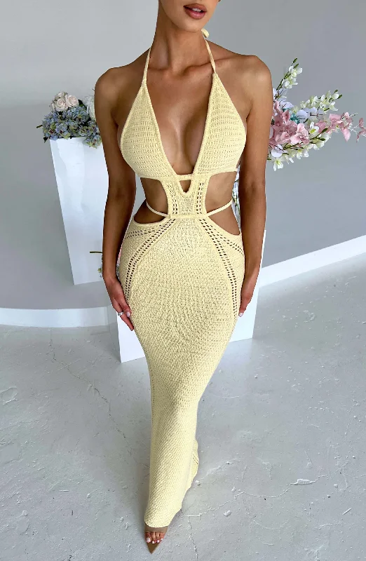 Maxi dresses with an asymmetric hem for a fashion - forward and eye - catching design Arabella Maxi Dress - Lemon Maxi dresses with an asymmetric hem for a fashion - forward and eye - catching design Arabella Maxi Dress - Lemon