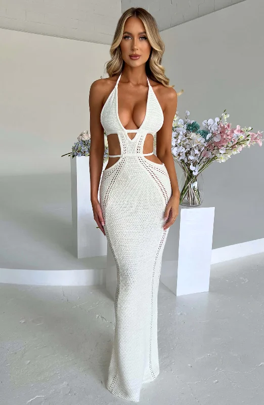 Maxi dresses with beaded embellishments for a fancy and luxurious event Arabella Maxi Dress - White
