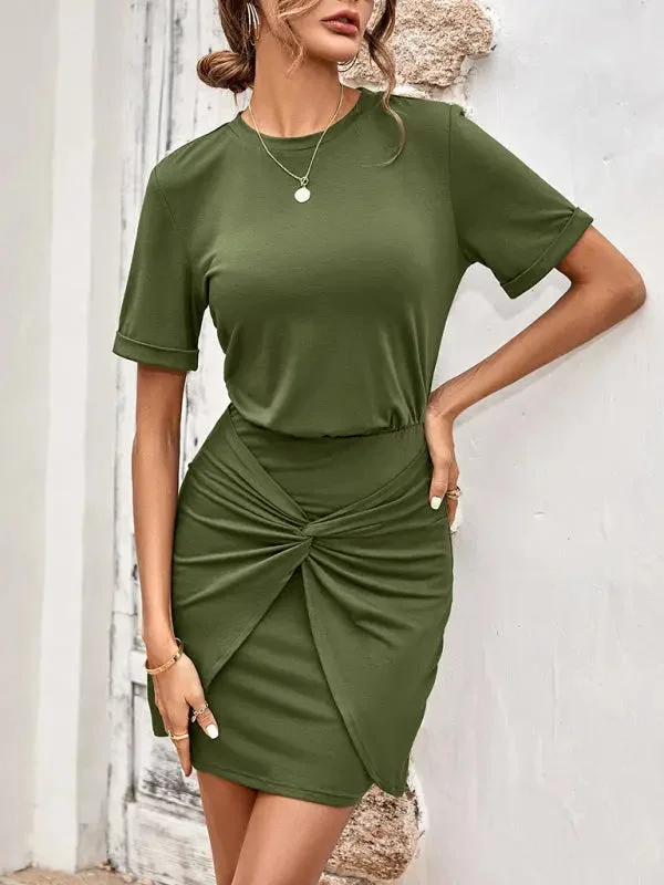 Mini dresses with off - the - shoulder styles Blue Zone Planet |  Ava's Solid Round Neck Knit Bodycon Mini Dress