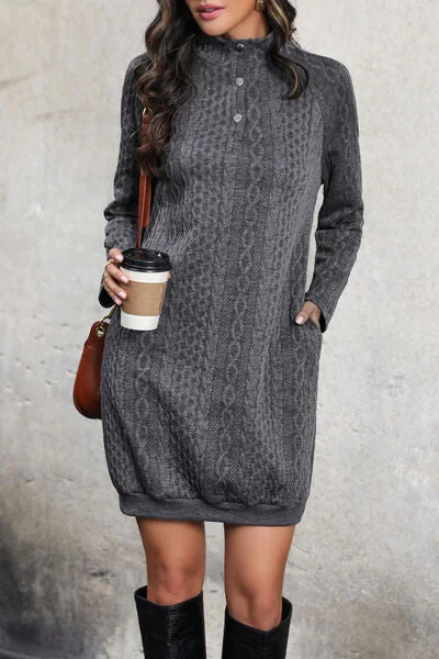 A - Line Women's Merino Wool Sweater Dresses in Classic Styles Blue Zone Planet | Cable-Knit Mock Neck Dress A - Line Women's Merino Wool Sweater Dresses in Classic Styles Blue Zone Planet | Cable-Knit Mock Neck Dress
