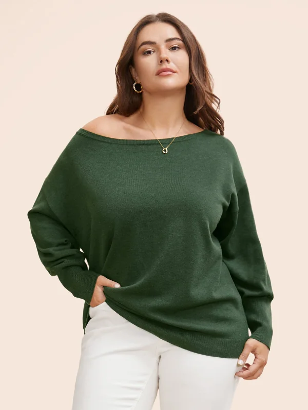 Bell - Sleeve Women's Mohair - Wool Blend Sweaters Supersoft Essentials Boat Neck Drop Shoulder Pullover Bell - Sleeve Women's Mohair - Wool Blend Sweaters Supersoft Essentials Boat Neck Drop Shoulder Pullover