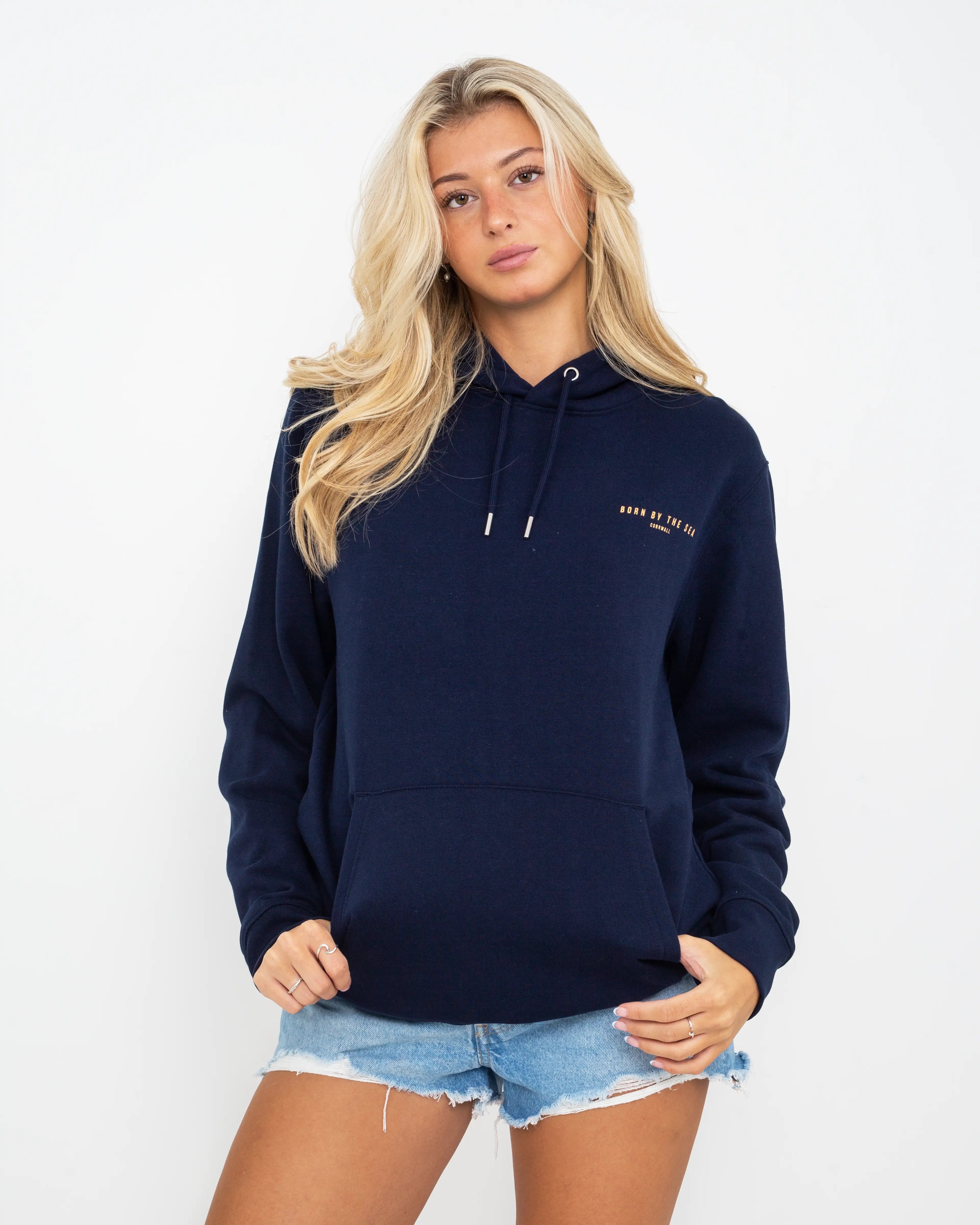 Women's hoodie with a kangaroo pocket and a pom - pom drawstring for added charm Women's hoodie with a kangaroo pocket and a pom - pom drawstring for added charm Headland Hoodie in French Navy Women's hoodie with a kangaroo pocket and a pom - pom drawstring for added charm Women's hoodie with a kangaroo pocket and a pom - pom drawstring for added charm Headland Hoodie in French Navy
