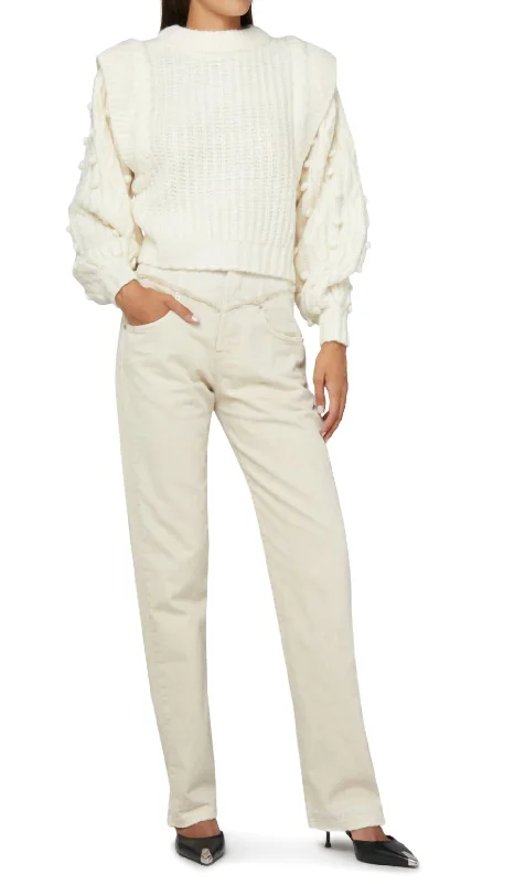 Button - Front Women's Pullovers in a Vintage - Inspired Design Braided Pullover Sweater In Off-White Button - Front Women's Pullovers in a Vintage - Inspired Design Braided Pullover Sweater In Off-White