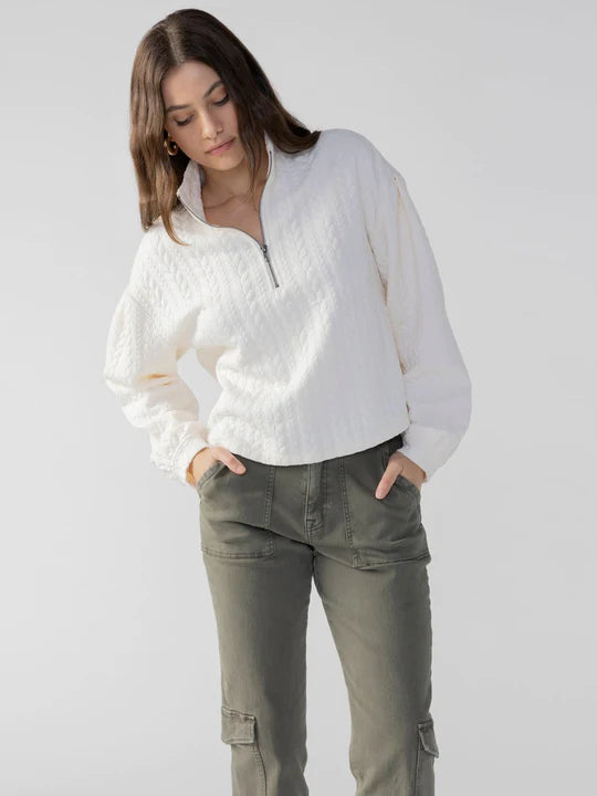 Cropped Women's Angora Blend Sweaters for a Trendy Look Cable Zip Up Popover Sweater