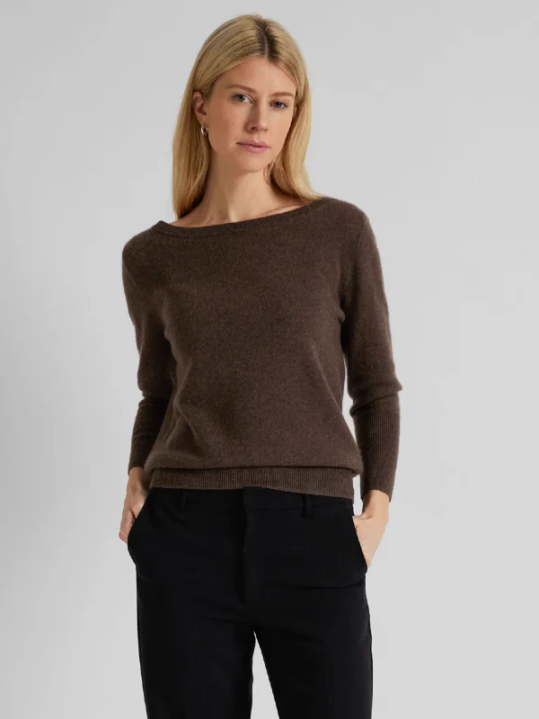 Cropped Women's Angora Blend Sweaters for a Trendy Look Cashmere sweater "Asta" - dark brown Cropped Women's Angora Blend Sweaters for a Trendy Look Cashmere sweater "Asta" - dark brown