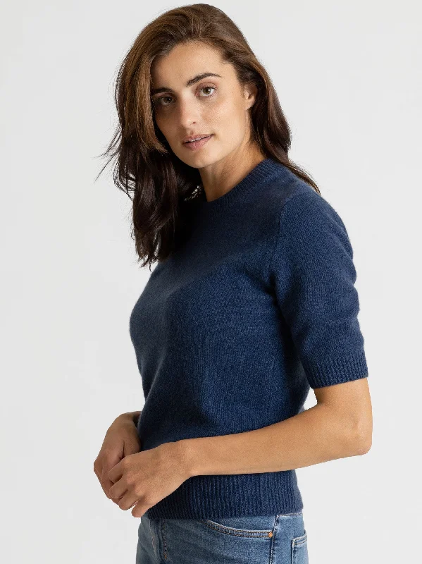 Sleeveless Women's Silk - Trimmed Sweaters for Summer Cashmere sweater "Sofia sweater" - mountain blue Sleeveless Women's Silk - Trimmed Sweaters for Summer Cashmere sweater "Sofia sweater" - mountain blue
