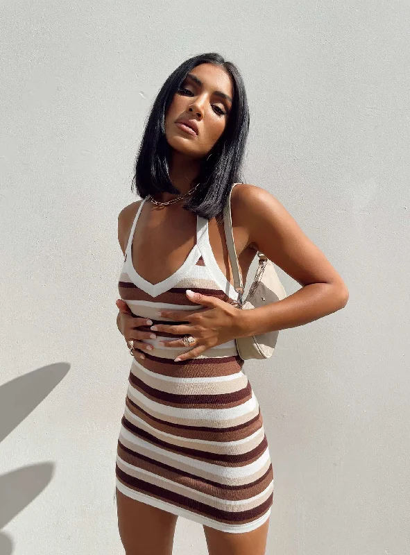 Mini dresses with keyhole necklines Ciro Mini Dress Brown