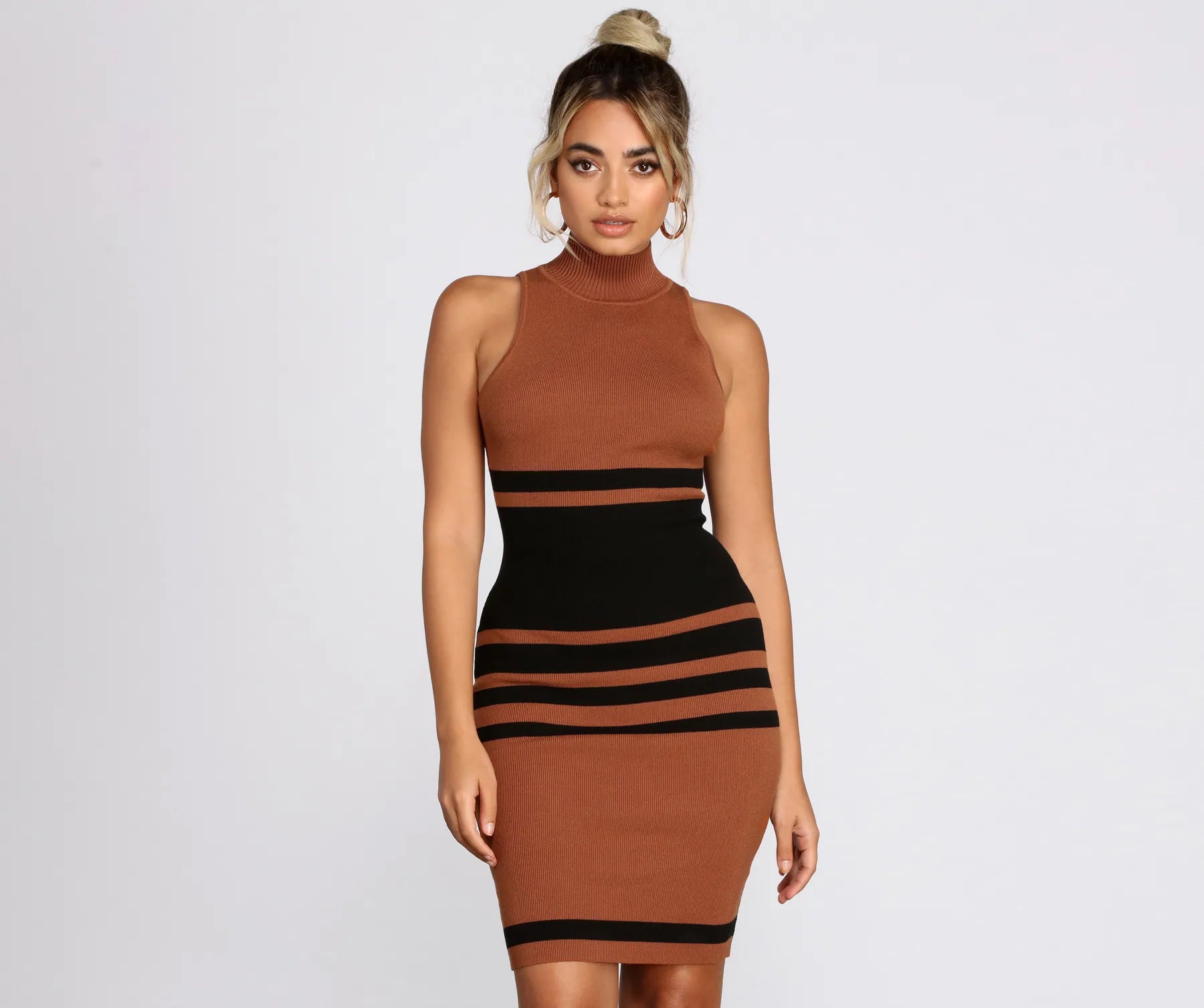 Mini dresses with tassel accents for a fun touch Color Block Knit Mini Dress