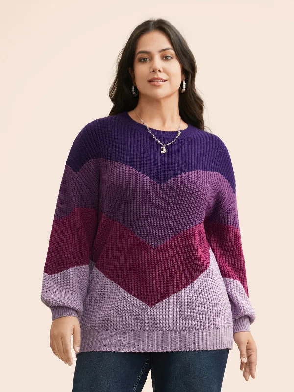 Plus Size Women's Ruffled Hem Sweaters in Floral Prints Colorblock Contrast Drop Shoulder Sleeve Pullover Plus Size Women's Ruffled Hem Sweaters in Floral Prints Colorblock Contrast Drop Shoulder Sleeve Pullover