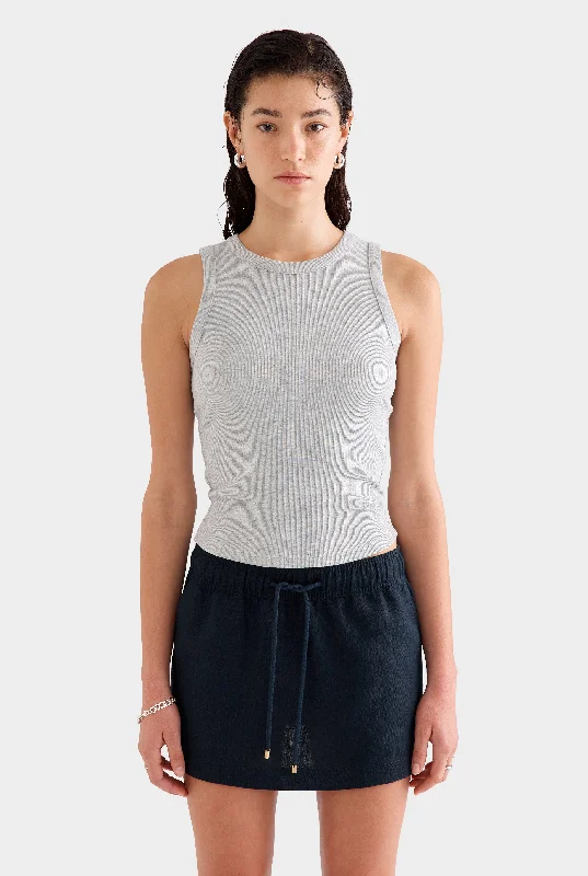 V - Neck Women's Moisture - Wicking Tank Tops for Running Crew Neck Jersey Rib Tank - Grey Marl V - Neck Women's Moisture - Wicking Tank Tops for Running Crew Neck Jersey Rib Tank - Grey Marl