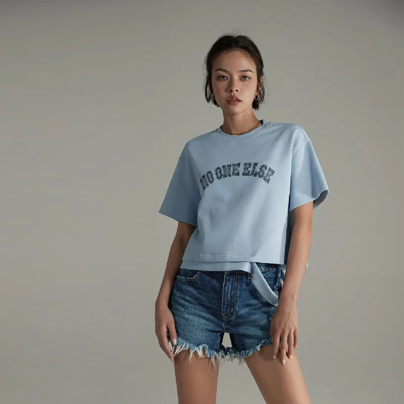 Tie - Front Women's Lambswool Sweaters in Pastel Hues College Sport Short-Sleeves Sweater Tie - Front Women's Lambswool Sweaters in Pastel Hues College Sport Short-Sleeves Sweater