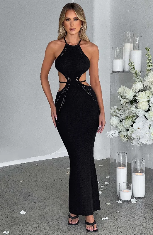 Leather maxi dresses for an edgy and bold appearance Delia Maxi Dress - Black