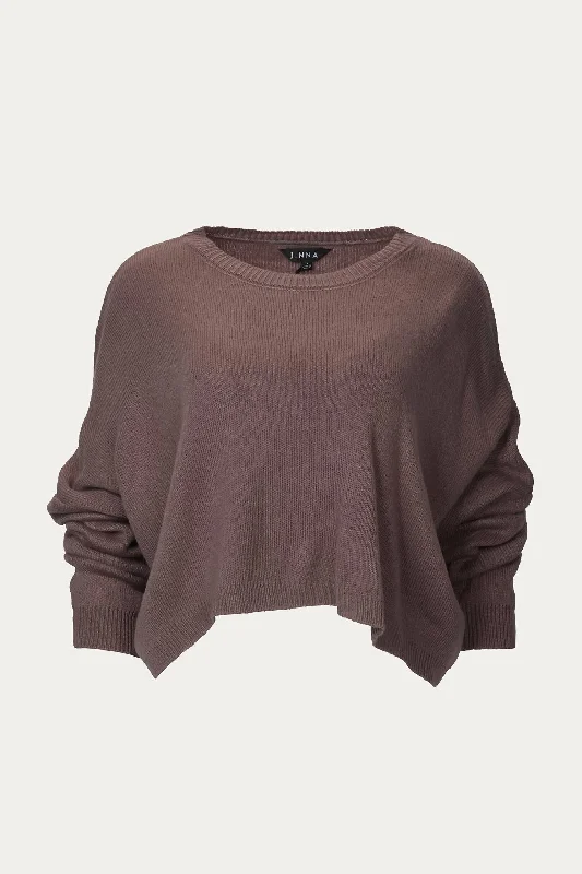 Hooded Women's Fleece - Lined Sweaters for Winter Essential Cropped Crew Neck Boxy Sweater In Taupe Hooded Women's Fleece - Lined Sweaters for Winter Essential Cropped Crew Neck Boxy Sweater In Taupe