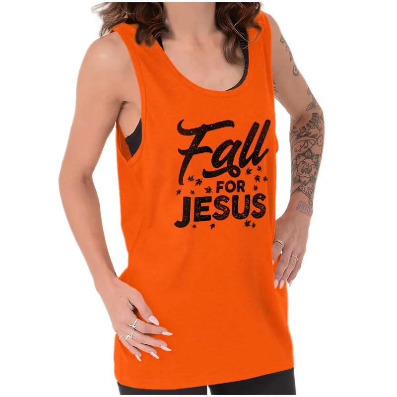 Women's Cropped Tank Tops with Vintage Band Logos  Fall for Jesus Tank Top