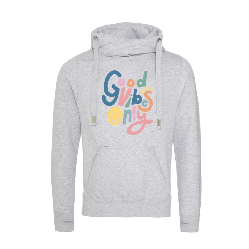 Women's tie - dye hoodie in bright colors for a retro and eye - catching style Women's tie - dye hoodie in bright colors for a retro and eye - catching style Grey Good Vibes Only Cowl Neck Hoodie Women's tie - dye hoodie in bright colors for a retro and eye - catching style Women's tie - dye hoodie in bright colors for a retro and eye - catching style Grey Good Vibes Only Cowl Neck Hoodie