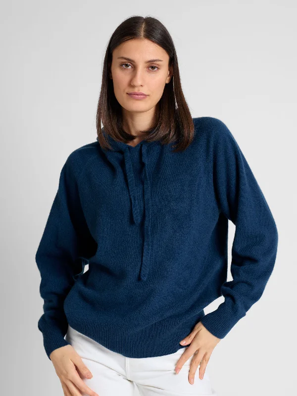 High - Low Hem Women's Cashmere - Blended Sweaters Cashmere sweater "Lux Hoodie" - mountain blue High - Low Hem Women's Cashmere - Blended Sweaters Cashmere sweater "Lux Hoodie" - mountain blue