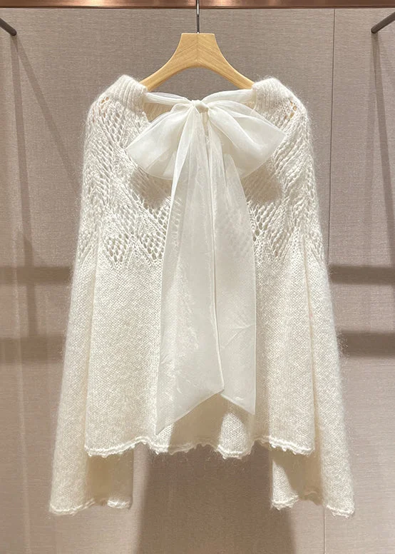 Solid - Color Women's Knit T - Shirts in a Lightweight Material Loose Beige Lace Up Hollow Out Knit Tops Long Sleeve Solid - Color Women's Knit T - Shirts in a Lightweight Material Loose Beige Lace Up Hollow Out Knit Tops Long Sleeve