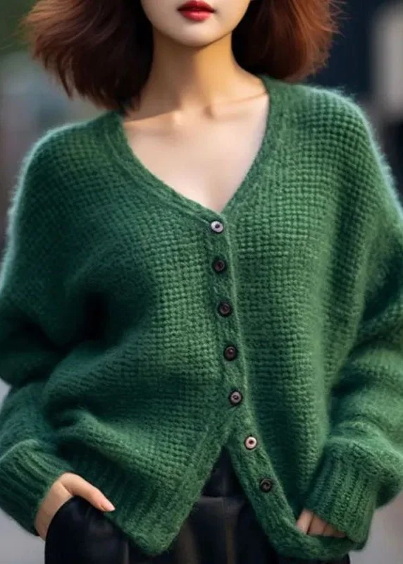 Plus Size Women's Knit Tunic Tops with Side Slits for a Flowy Silhouette Loose Green V Neck Button Patchwork Cotton Knit Top Spring Plus Size Women's Knit Tunic Tops with Side Slits for a Flowy Silhouette Loose Green V Neck Button Patchwork Cotton Knit Top Spring