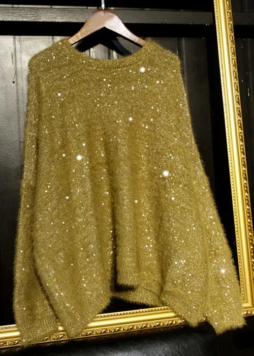 Short - Sleeve Women's Knit Shirts in Pastel Colors for Spring Loose Yellow O Neck Sequins Low High Design Knit Top Long Sleeve Short - Sleeve Women's Knit Shirts in Pastel Colors for Spring Loose Yellow O Neck Sequins Low High Design Knit Top Long Sleeve