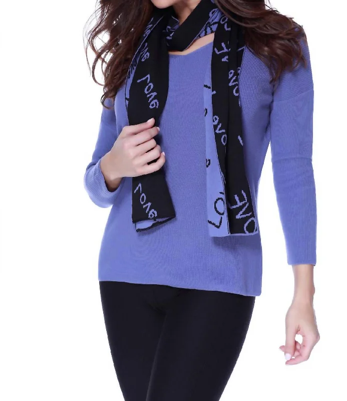 Graphic Print Women's Pullovers with Inspirational Quotes Love Pullover W/ Scarf In Lavender Graphic Print Women's Pullovers with Inspirational Quotes Love Pullover W/ Scarf In Lavender
