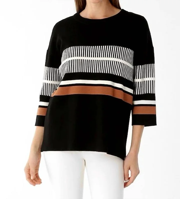 Plus Size Women's Oversized Chunky Knit Sweaters Margaret Multi-Tone Sweater In Black Plus Size Women's Oversized Chunky Knit Sweaters Margaret Multi-Tone Sweater In Black