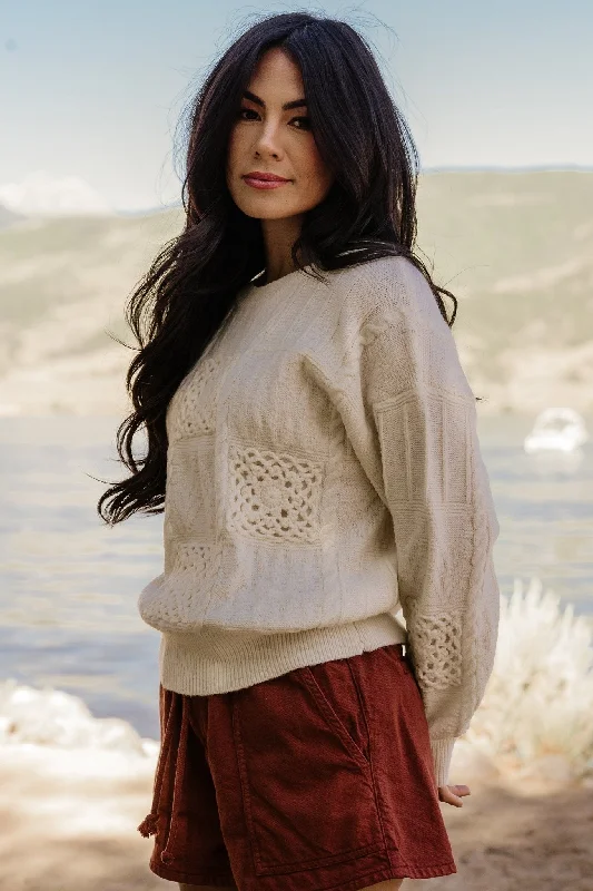 Boat Neck Women's Merino Wool Sweaters in Neutral Shades Meadow Knit Sweater | Cream Boat Neck Women's Merino Wool Sweaters in Neutral Shades Meadow Knit Sweater | Cream