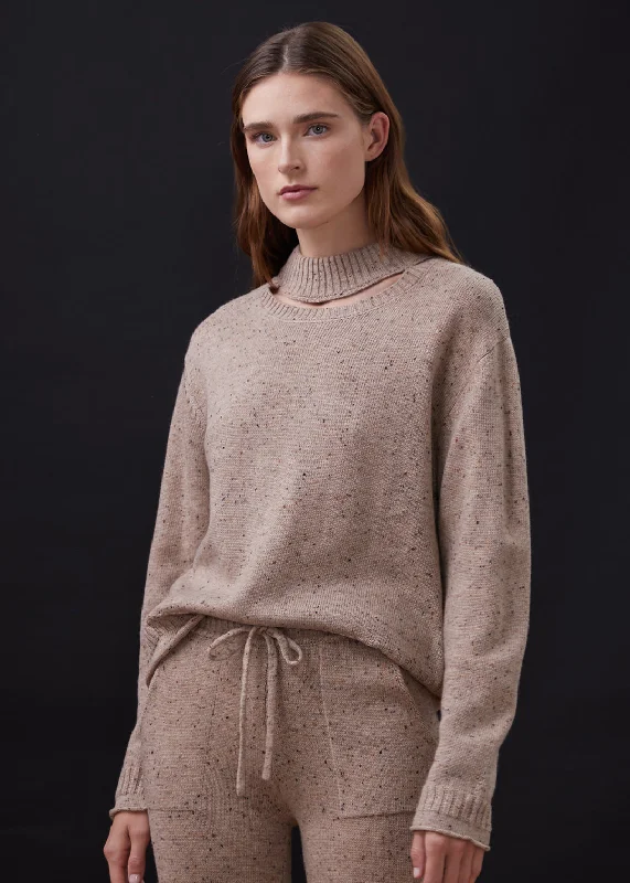 Mock Neck Women's Alpaca Wool Sweaters in Earth Tones Neps Mock Neck Sweater