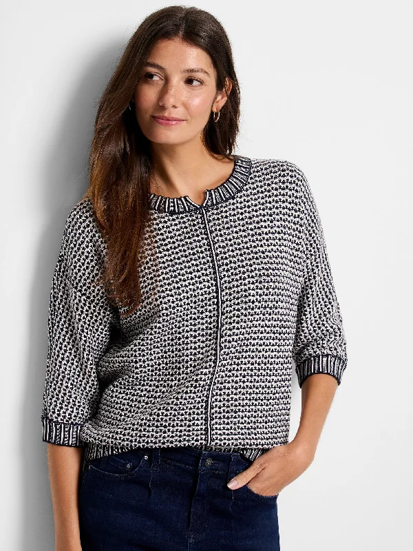 V - Neck Women's Ribbed Wool Sweaters for Fall Nic + Zoe Tuck Stitch Sweater