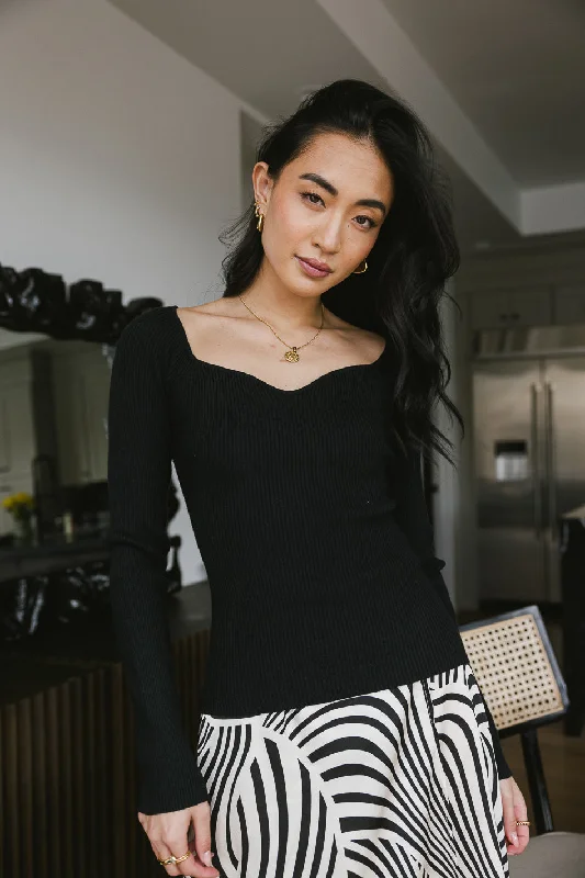 Sleeveless Women's Silk - Trimmed Sweaters for Summer Nyla Ribbed Sweater in Black