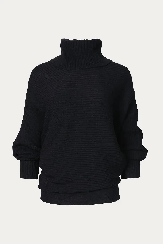 Mock Neck Women's Alpaca Wool Sweaters in Earth Tones Oversized Ribbed-Knit Turtleneck Sweater In Black Mock Neck Women's Alpaca Wool Sweaters in Earth Tones Oversized Ribbed-Knit Turtleneck Sweater In Black