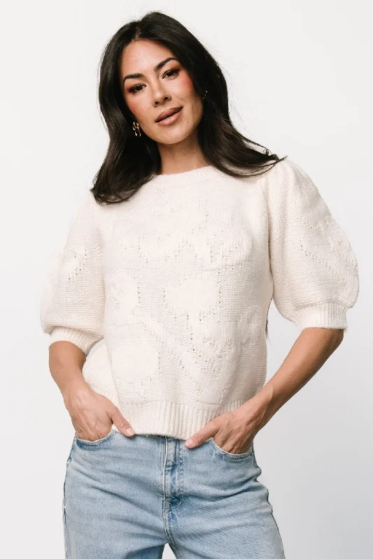 Tie - Front Women's Lambswool Sweaters in Pastel Hues Pamela Sweater Top | Cream