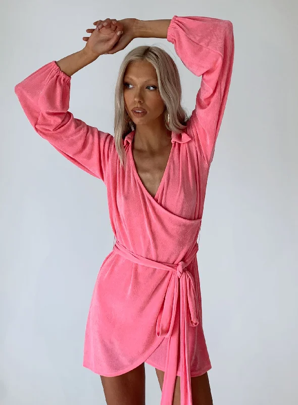 Mini dresses with polka dot patterns Party Time Mini Dress Pink