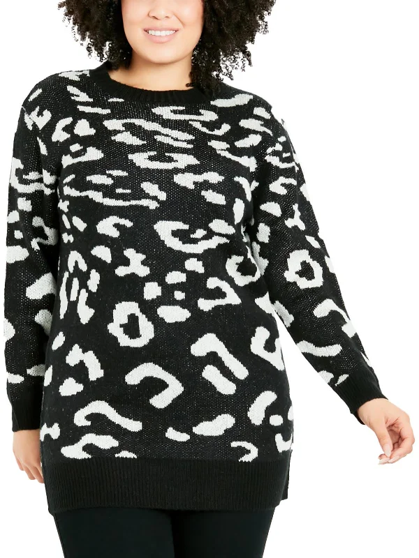 Embroidered Women's Pullovers with Floral Patterns Plus Womens Leopard Print Long Pullover Sweater Embroidered Women's Pullovers with Floral Patterns Plus Womens Leopard Print Long Pullover Sweater