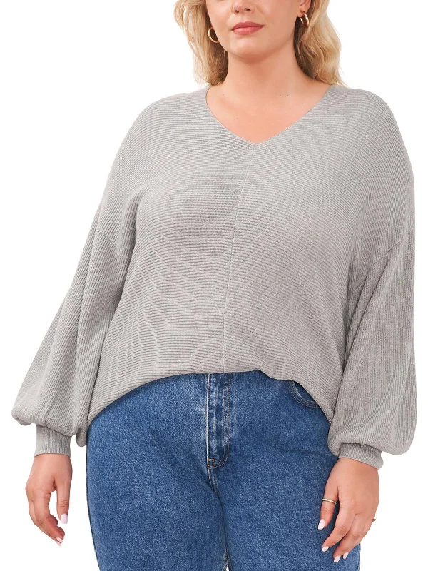 Thermal Women's Pullovers in Dark Colors for Cold Weather Plus Womens V-Neck Bubble Sleeve Pullover Sweater Thermal Women's Pullovers in Dark Colors for Cold Weather Plus Womens V-Neck Bubble Sleeve Pullover Sweater