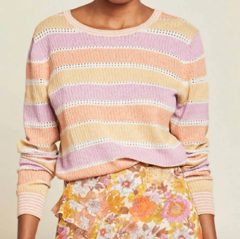 Striped Women's Pullovers in a Breton Style for Nautical Vibes Raimi Color-Blocked Pullover Sweater In Pastel Multi Striped Women's Pullovers in a Breton Style for Nautical Vibes Raimi Color-Blocked Pullover Sweater In Pastel Multi